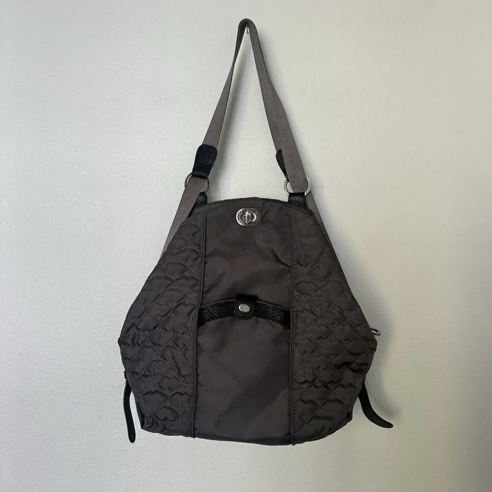 Mosey Life Baggallini Gray/Lavender Convertible Backpack Bag Travel Packable